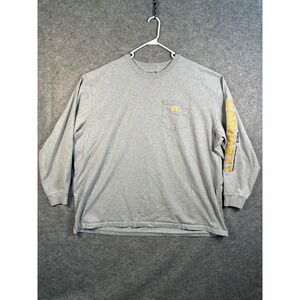 Carhartt Mens 4XL LooseFit Long Sleeve Pocket T-Shirt Gray Fish Graphic Workwear